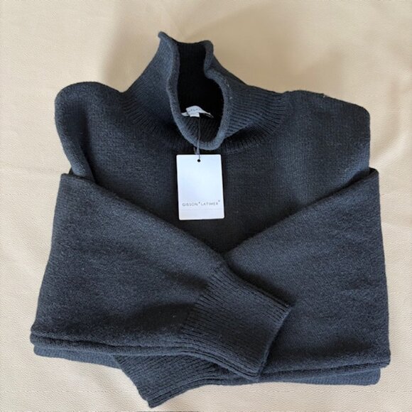 Gibson & Latimer Roll Neck Turtleneck Relaxed Fit Classic Black -L-NWT - Picture 1 of 6